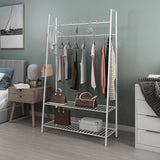 Arbre de salle industriel à entrée avec deux étagères de rangement, support de hall avec deux rails suspendus