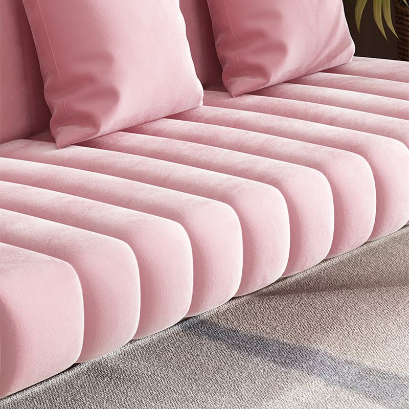 Velvet 3-seater Sofa with 3 Pillows Square  Arm for Apartment