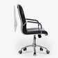 High Back Fixed Arms Chair Leather Black Faux Leather Office Chair