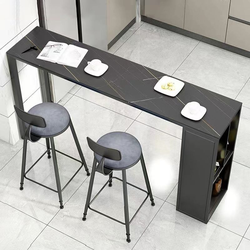 Rechteckiger Stehtisch im Glam-Stil, 1/2/3-teilig, Stein-Stehtisch-Set für Zuhause
