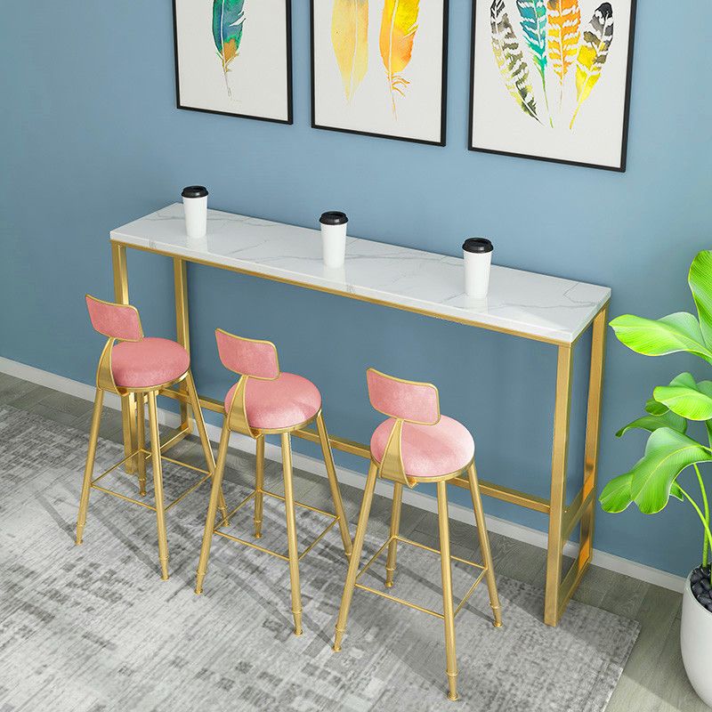 White Glam Style Bar Table Wood Rectangular Bar Table with Metal Base Clearhalo 'Bar Furniture' 'Bar Tables' 'bar_tables' 'furn' 'furn_bar_tables' 'Furniture' 'furniture_bar_tables' 'Kitchen & Dining Furniture' 1200x1200_1c13061e-6bf9-4738-9caa-8e397555a12b