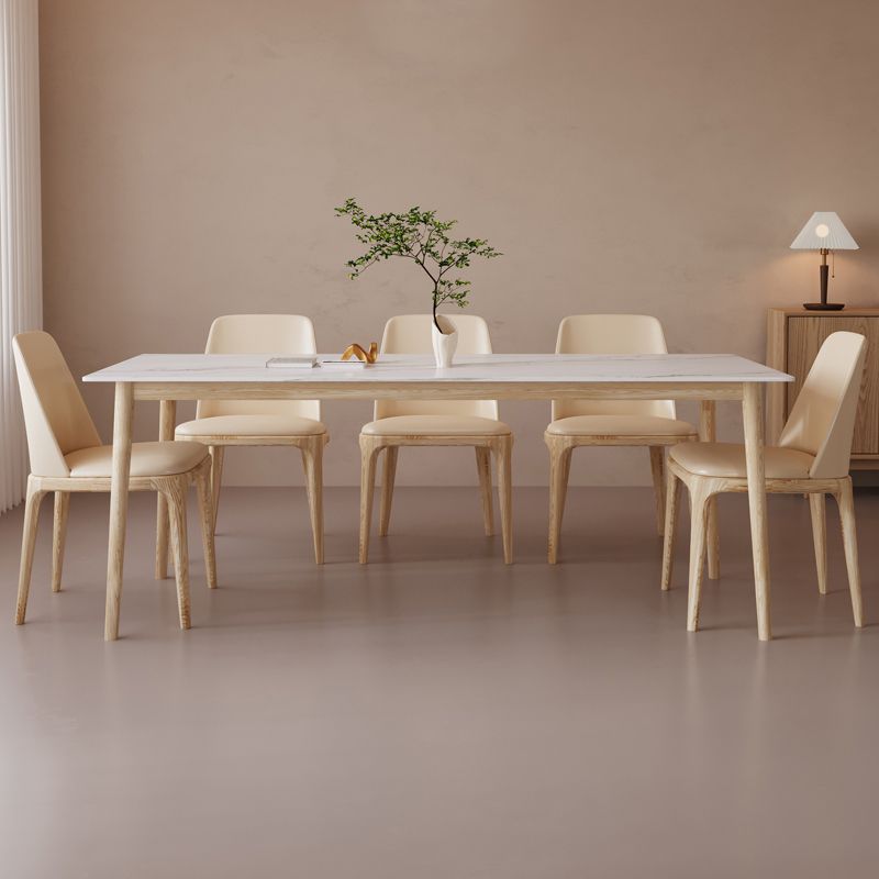 Rectangle Dining Table Set 1/2/6/7/9 Pieces Modern Sintered Stone Table Armless Chairs Clearhalo 'Dining Room Sets' 'Dining Tables & Seating' 'dining_room_set' 'furn' 'furn_dining_room_set' 'Furniture' 'Kitchen & Dining Furniture' 1200x1200_1c135386-d69e-4f7b-93e8-e615a443829b