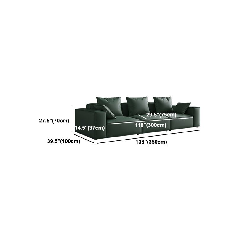 コンテンポラリーフェイクレザー/ベルベット標準ソファグリーンスクエアアームソファ