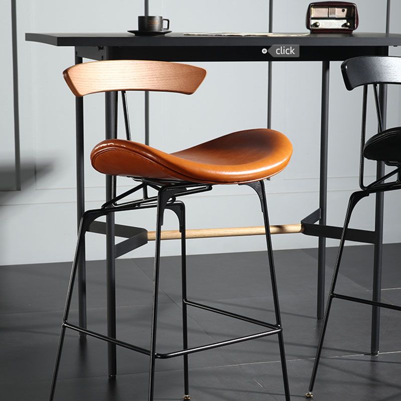 Industrial Footrest Low Back Barstool Matte Finish Leather Milk Tea Shop Stool Clearhalo 'Bar Furniture' 'Bar Stools' 'bar_stools' 'furn' 'furn_bar_stools' 'Furniture' 'furniture_bar_stools' 'Kitchen & Dining Furniture' 1200x1200_1c1aeb19-907b-4cb7-82f1-7239ff3209c6