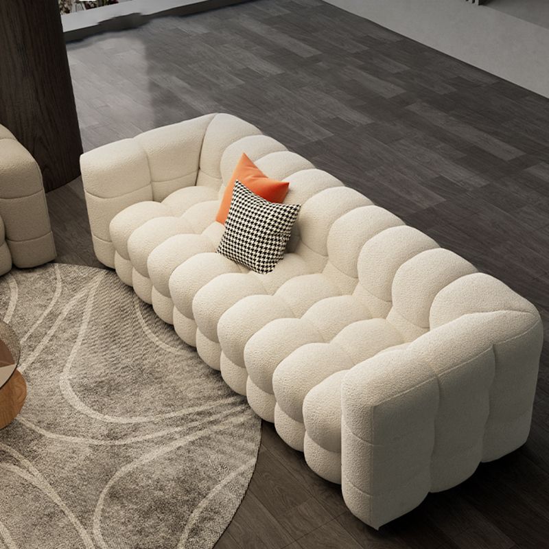 Canapé-lit scandinave de 40 "de large siège en tissu blanc avec oreillers