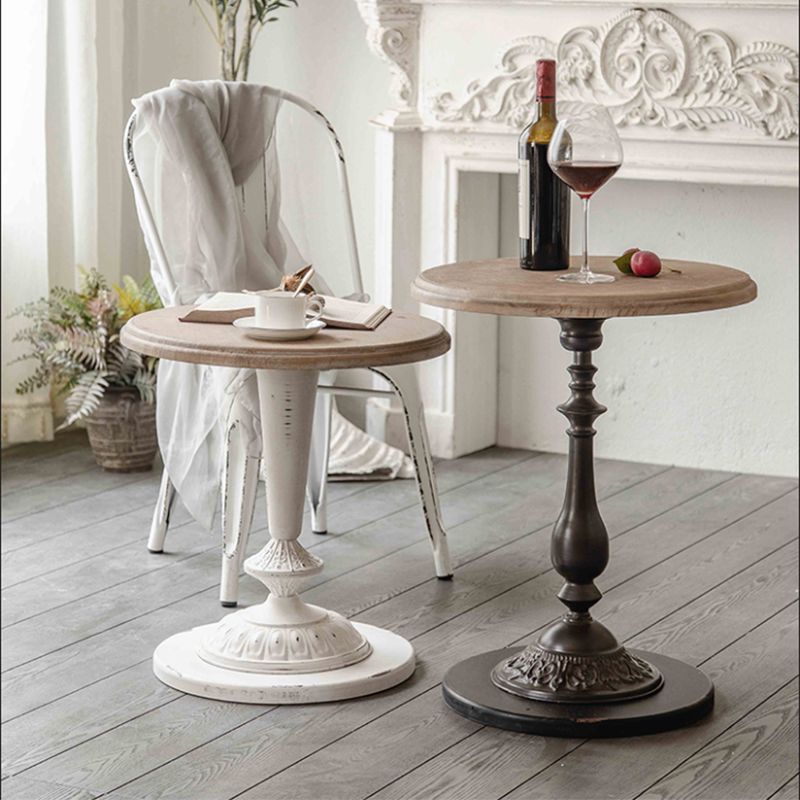 French Country Round Wooden Top Side Table Antique Brown Pedestal End Snake Table Clearhalo 'Coffee & Accent Tables' 'End & Side Tables' 'end_side_tables' 'furn' 'furn_end_side_tables' 'Furniture' 'Living Room Furniture' 1200x1200_1c1b6e54-273c-4778-8a0a-d1218bd3ad50