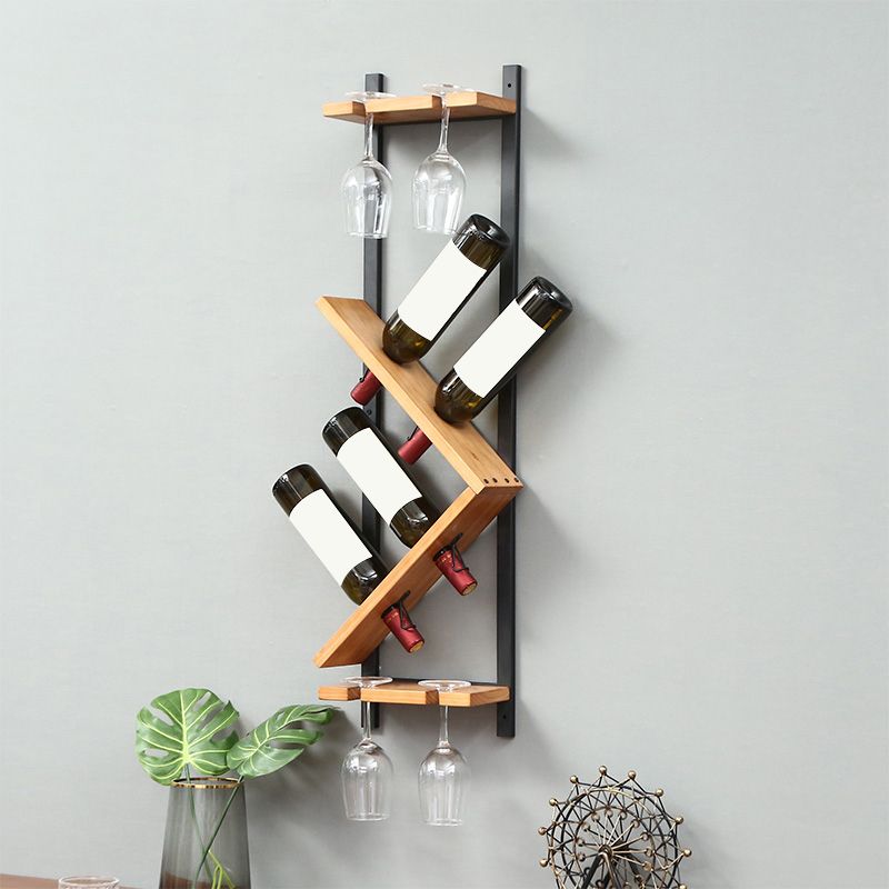 Wall Mounted Wine Shelf Wood and Metal Wine Holder Rack for Kitchen Clearhalo 'furn' 'furn_wine_racks' 'Furniture' 'Kitchen & Dining Furniture' 'Wine Racks' 'wine_racks' 1200x1200_1c1b7e92-0e24-438d-8182-c25291e15565