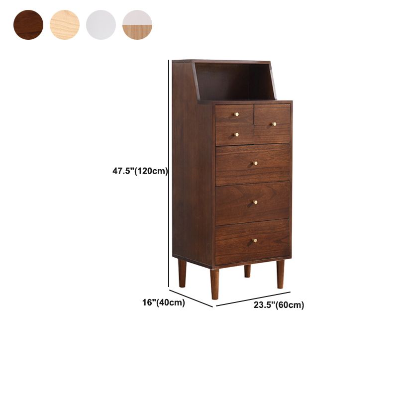 Coffre d'accentuation en bois massif avec des jambes droites de 15,74 "poitrine de large avec 6 tiroirs