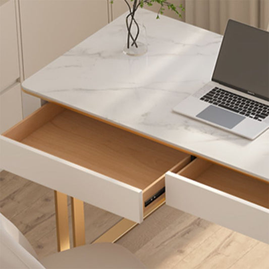 Stone Rechteck Office Desk Weiß 29,53 "großer Schreibtisch mit Schubladen