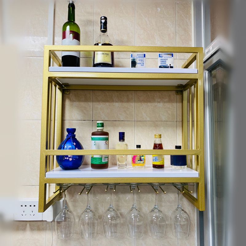 Modern Wall Mounted Wine Racks Metal Wine Jail With Glass Holder & Storage Shelf Clearhalo 'furn' 'furn_wine_racks' 'Furniture' 'Kitchen & Dining Furniture' 'Wine Racks' 'wine_racks' 1200x1200_1c1d66f3-ba61-4e43-9291-759cdd838d4e