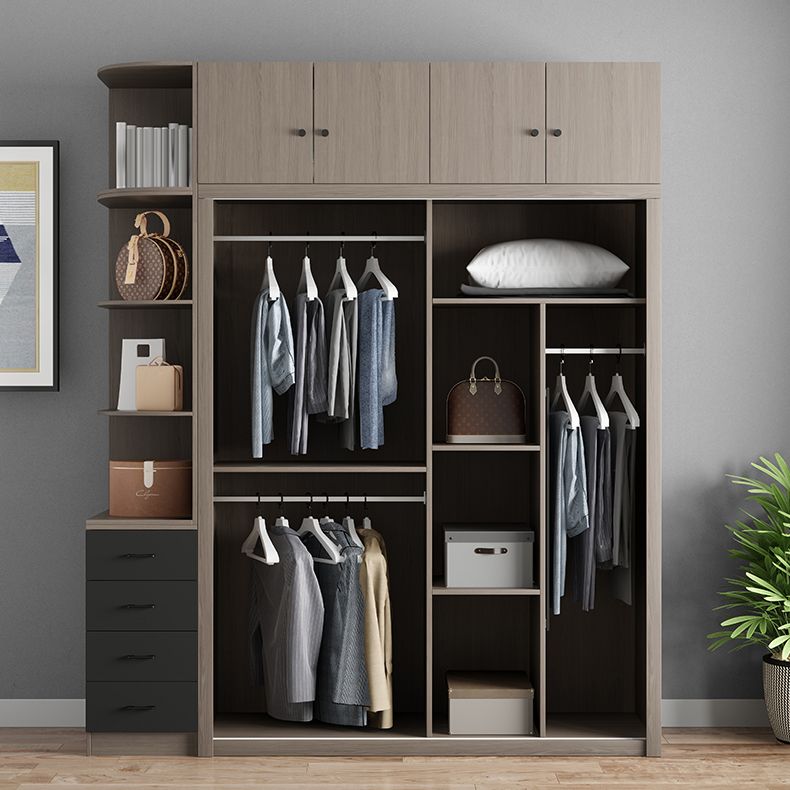 Engineered Wood Wardrobe Armoire With Shelves Modern Wardrobe Closet Clearhalo 'Armoires & Wardrobes' 'armoires_wardrobes' 'Bedroom Furniture' 'furn' 'furn_armoires_wardrobes' 'Furniture' 1200x1200_1c1de0bb-57fd-4273-a16e-2c6dc91585cf