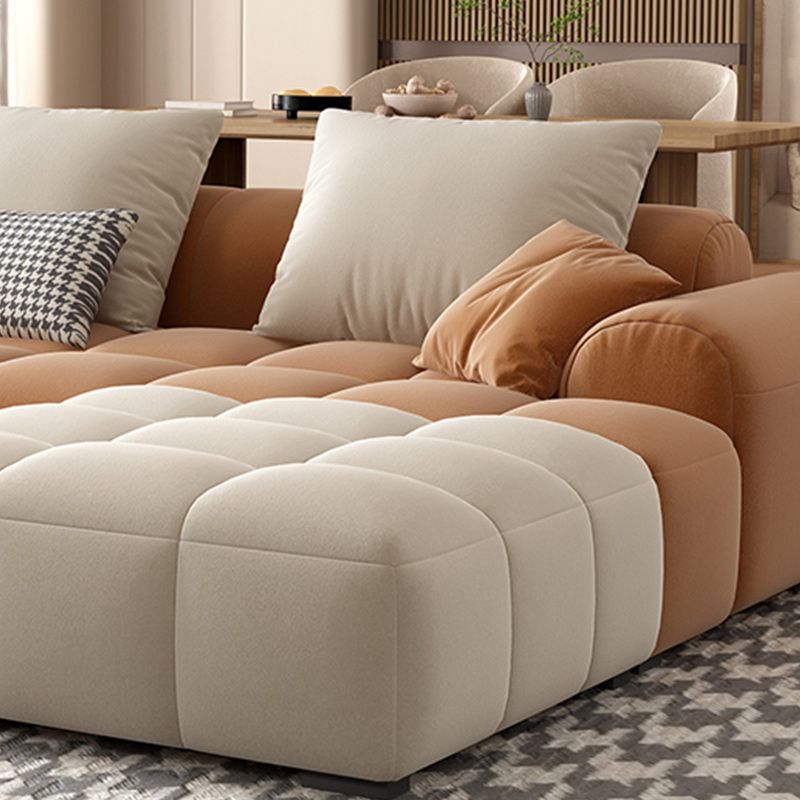 Eingebrauchtes Armsofa zeitgenössischer L -Kunstleder -Sofa mit Kissen