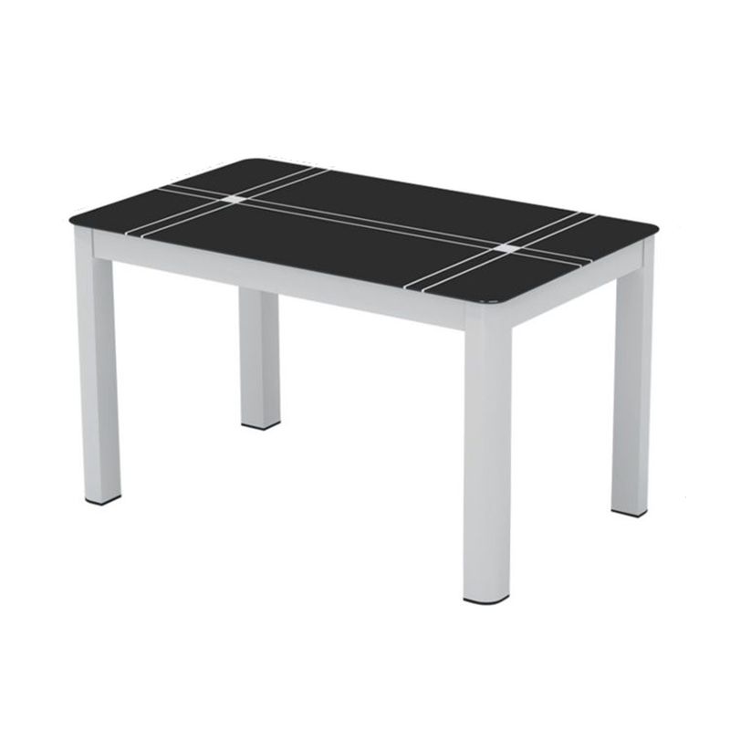 Modern Rectangular Dining Table Glass Tabletop for Living Room