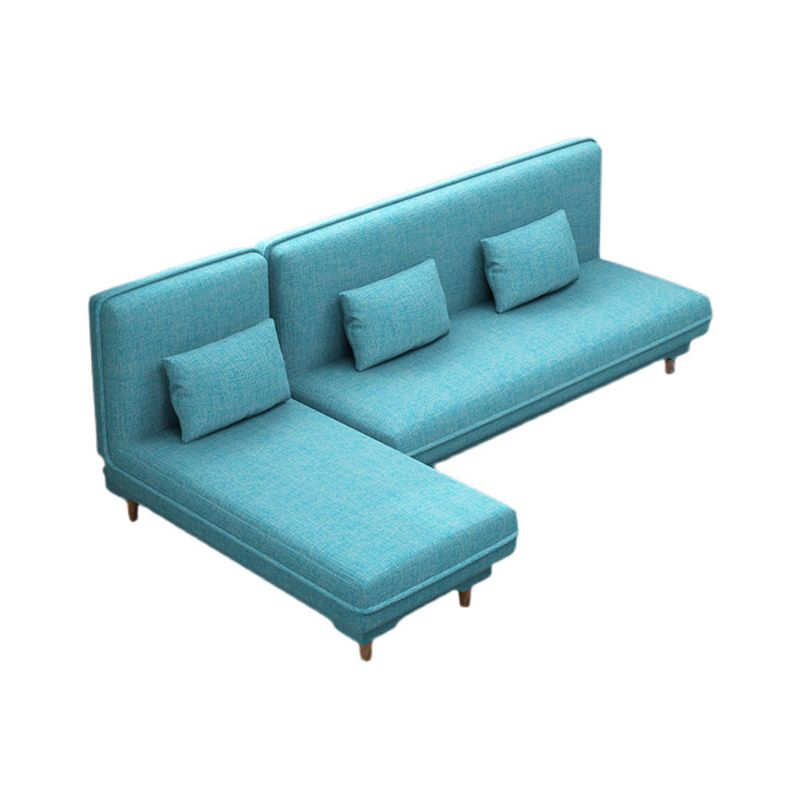 30.7"H Blue/ Grey / Green Linen Armless Sofa Bed& Chaise for Living Room