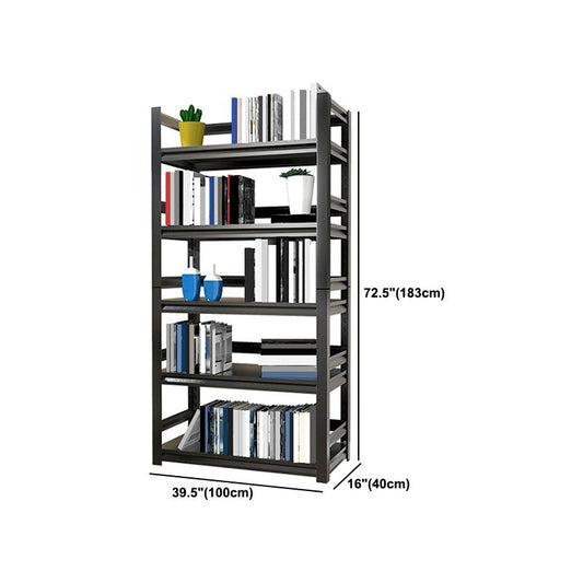 Open Black Metal Storage Bookshelf Modern Home Office Bookcase