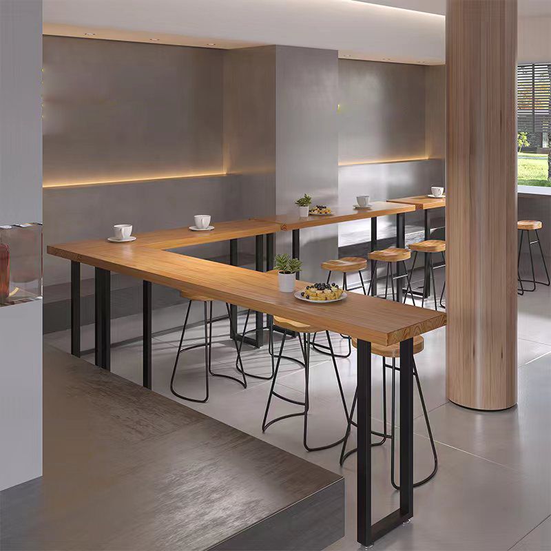 Industrial Style Bar Table Rectangle Solid Wood Fixed Bistro Bar Desk for Indoor Clearhalo 'Bar Furniture' 'Bar Tables' 'bar_tables' 'furn' 'furn_bar_tables' 'Furniture' 'Kitchen & Dining Furniture' 1200x1200_1c2849ef-276b-412f-81b8-c2391303986a