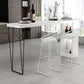Industrial White Wood Bar Dining Table Stone Top Rectangle Indoor Bistro Table with Shelf Clearhalo 'Bar Furniture' 'Bar Tables' 'bar_tables' 'furn' 'furn_bar_tables' 'Furniture' 'furniture_bar_tables' 'Kitchen & Dining Furniture' 1200x1200_1c28b01d-8843-4100-8709-34785e868bba