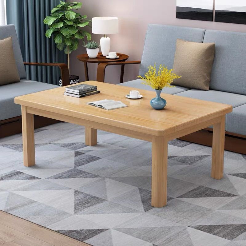 Modern Style Solid Wood Top Walnut/wood Color Rectangular Coffee Table