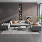 Minimalist Pillow Top Arm Sofa Gray Leather Loose Back Cushions Sofa