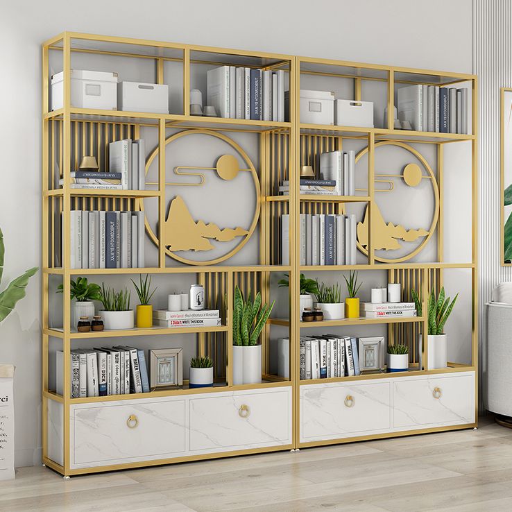 Modern Living Room Etagere Bookshelf Iron Frame Manufactured Wood Shelf Bookcase Clearhalo 'Bookcases' 'furn' 'furn_bookcases' 'Furniture' 'furniture_bookcases' 'Office Furniture' 1200x1200_1c29945e-254c-4289-a4ad-9fccd102544f