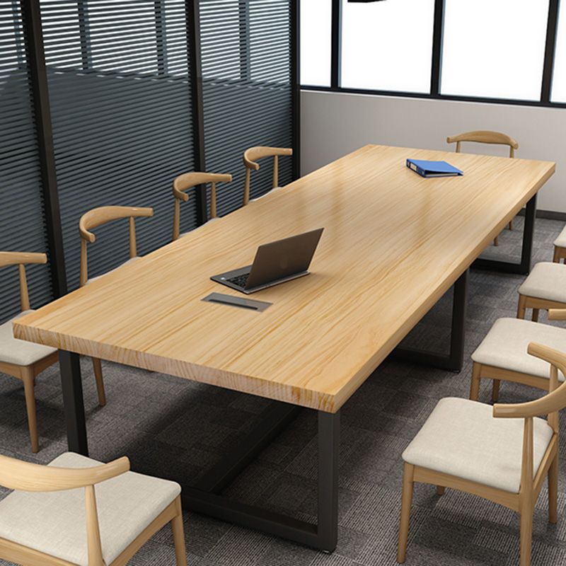 Vast hout rechthoekige vergaderbalie industrieel schrijfbureau voor kantoor