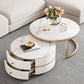 Table basse avec plateau en verre, 2 tables gigognes avec rangement