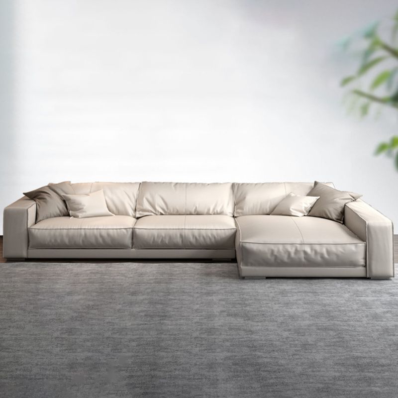 Square Arm Sectional Sofa Contemporary 3-seater Leather Sectional Clearhalo 'furn' 'furn_sectionals' 'Furniture' 'Living Room Furniture' 'Sectionals' 1200x1200_1c2d8df1-d61c-4ace-8f30-ff36c25e9e7a