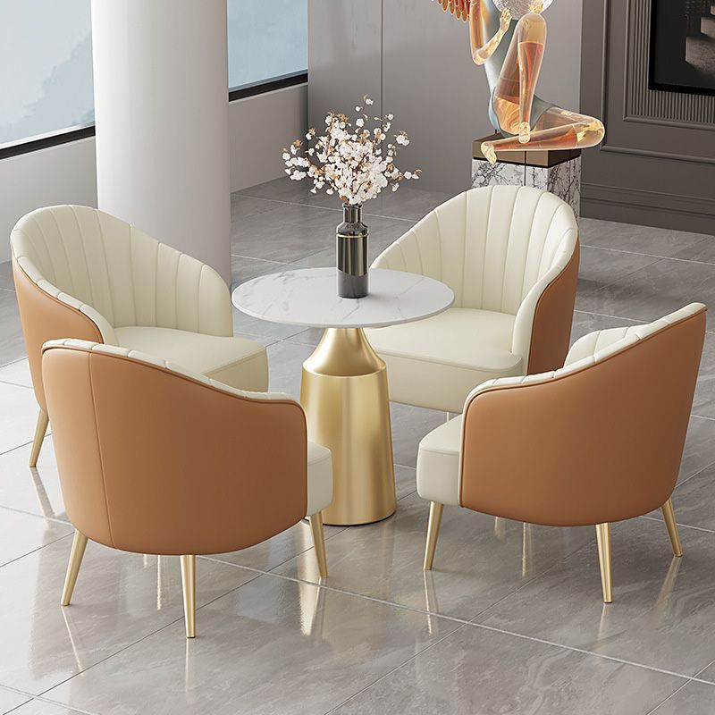 Modern Round Dining Table Glossy White Stone Top Table for Home Clearhalo 'Dining Tables & Seating' 'Dining Tables' 'dining_table' 'furn' 'furn_dining_table' 'Furniture' 'Kitchen & Dining Furniture' 1200x1200_1c2faca5-d299-468c-af13-be5160e480ba