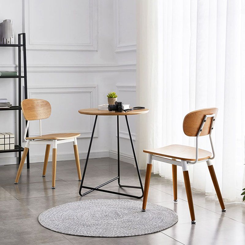 Scandinavian Open Back Dining Chairs Armless Wood Side Chairs