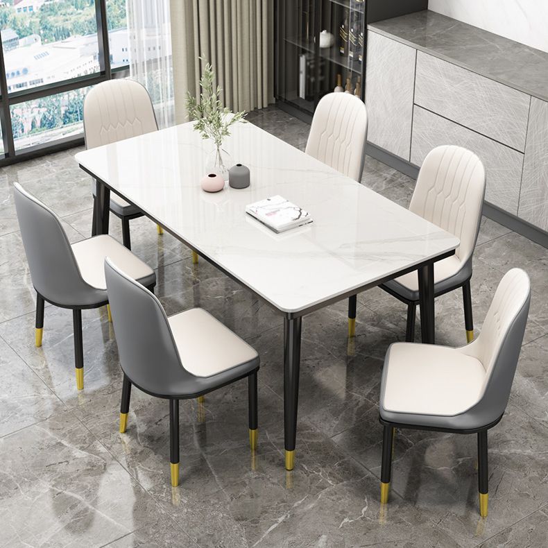 Casual Sintered Stone Standard Dining Table Rectangle Shape Dining Table for Kitchen Clearhalo ' dining_table' 'Dining Tables & Seating' 'Dining Tables' 'furn' 'furn_dining_table' 'Furniture' 'furniture_dining_table' 'Kitchen & Dining Furniture' 'kitchen&dining_furn' 'kitchen' 'kitchen_dining_table' 1200x1200_1c30299c-89c7-4fa3-8155-92564a5de5df