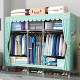 Contemporary Style Wardrobe Cabinet Steel Frame Wardrobe Armoire for Bedroom