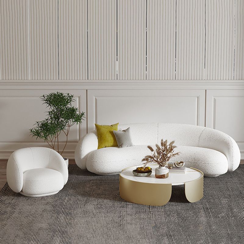 Braccio inclinata contemporaneo divano di divano curvo in tessuto posteriore stretto