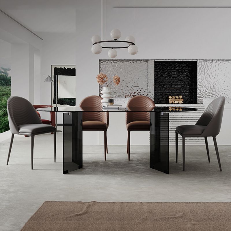 1/2/5/7 Stücke moderne ovale, temperierte Glasobertoper -Ess -Set für Zuhause