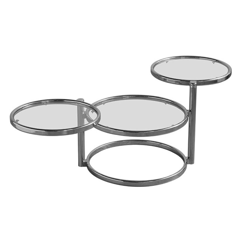 Round with Metal Accents Coffee Table Extendable Modern Glass Cocktail Table Clearhalo 'Coffee & Accent Tables' 'Coffee Tables' 'coffee_tables' 'furn' 'furn_coffee_tables' 'Furniture' 'furniture_coffee_tables' 'Living Room Furniture' 1200x1200_1c39c826-74e7-486f-bd74-096e99997e50