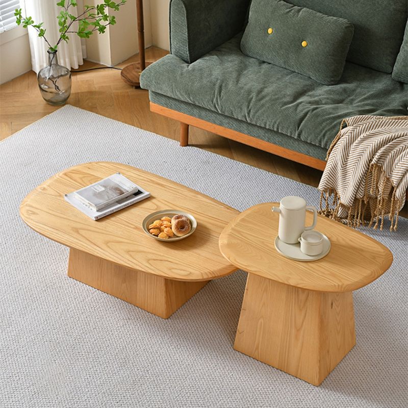 Pedestal Solid Wood Coffee Table Set Elliptical Simple Cocktail Table Clearhalo 'Coffee & Accent Tables' 'Coffee Tables' 'coffee_tables' 'furn' 'furn_coffee_tables' 'Furniture' 'Living Room Furniture' 1200x1200_1c39dd4e-28cc-4b31-9479-8442636d43a1