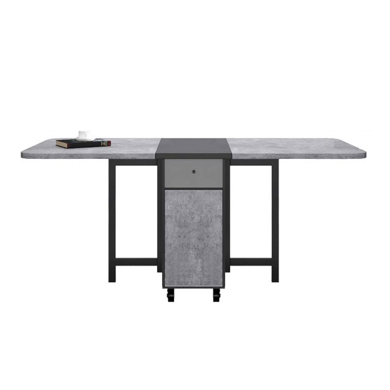 Mid-Century Modern Rectangle Dining Table Drop-Leaf Table with Solid Wood Base Clearhalo ' dining_table' 'Dining Tables & Seating' 'Dining Tables' 'furn' 'furn_dining_table' 'Furniture' 'furniture_dining_table' 'Kitchen & Dining Furniture' 'kitchen&dining_furn' 'kitchen' 'kitchen_dining_table' 1200x1200_1c3edd8c-3f1c-4aec-a245-66fda127b28c