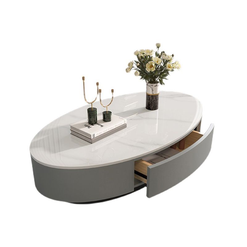 Table basse ovale en ardoise, table de cocktail avec tiroir