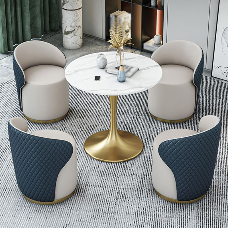 Glam 1/2/4/5 Pieces Gold Dinette Set with White Sintered Stone Top Round Dining Table Set Clearhalo 'Dining Room Sets' 'Dining Tables & Seating' 'dining_room_set' 'furn' 'furn_dining_room_set' 'Furniture' 'furniture_dining_room_set' 'Kitchen & Dining Furniture' 1200x1200_1c3f2bb8-6207-4aef-a089-b59284cb01ec