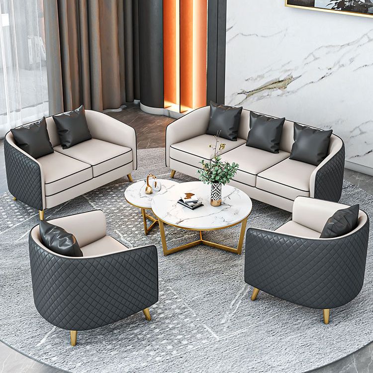 25.59" Wide Faux Leather Sofa Contemporary Standard Sloped Arm Sofa