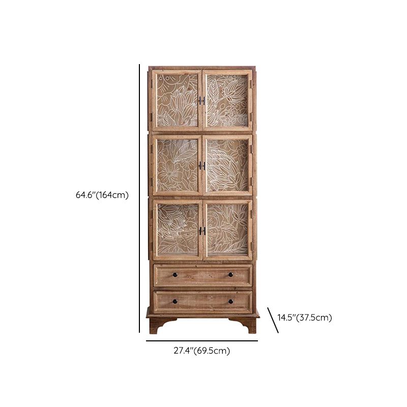 Traditional Oil Oak Curio Cabinet Glass Doors Hutch Buffet with Doors Clearhalo 'Display & China Cabinets' 'display_china_cabinets' 'furn' 'furn_display_china_cabinets' 'Furniture' 'Kitchen & Dining Furniture' 1200x1200_1c41340e-c6e5-4b54-9ca9-0f97ef04a2c1