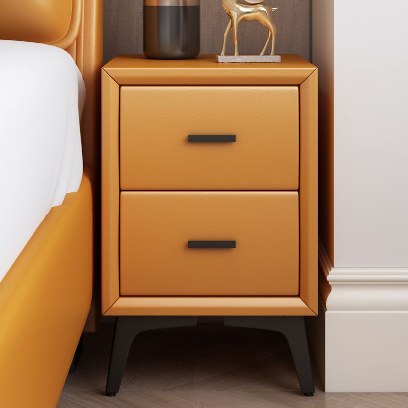 19 "H Moderne Nachttisch-Kunstleder 2-Drawer-Aufbewahrungstisch mit Beinen