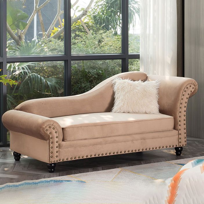 Chaise longue moderna da salotto con braccioli arrotolati e imbottita