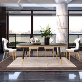 Glam Style Rectangle Table Faux Marble Table with Metal Legs for Kitchen Clearhalo 'Dining Tables & Seating' 'Dining Tables' 'dining_table' 'furn' 'furn_dining_table' 'Furniture' 'Kitchen & Dining Furniture' 1200x1200_1c42eb9d-8f6a-414c-9042-684b44d3199c