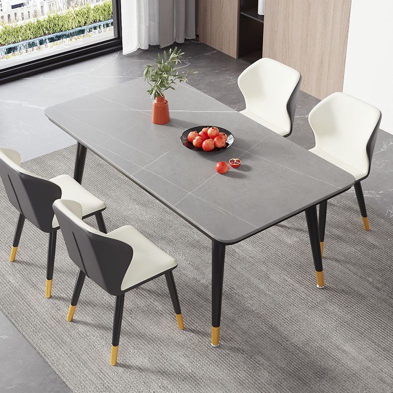 Rectangular Sintered Stone Dining Table Modern 4 Legs Furniture in Matte Finish Clearhalo 'Dining Tables & Seating' 'Dining Tables' 'dining_table' 'furn' 'furn_dining_table' 'Furniture' 'Kitchen & Dining Furniture' 1200x1200_1c432edf-e343-424a-a280-3eae3d08457d