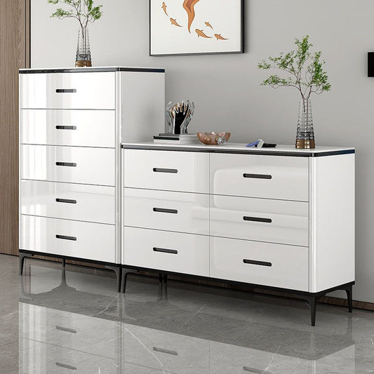 Contemporary Bedroom Storage Chest Stone White Chest with Drawers