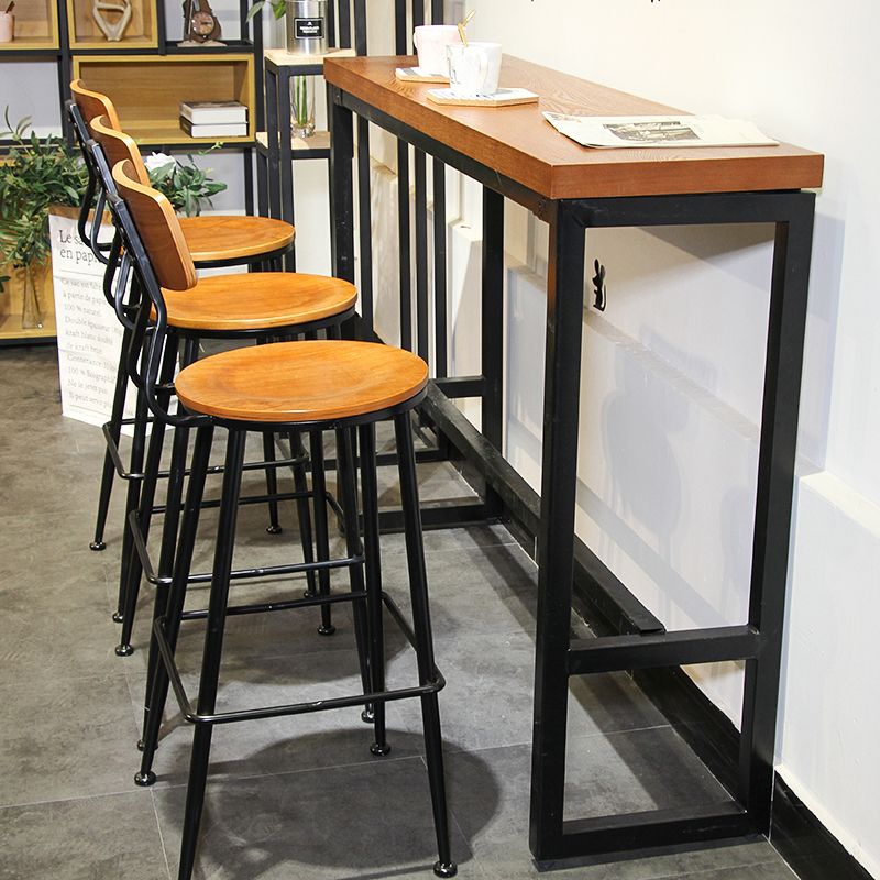Industrial Black Counter Stools Iron Wooden Bar Bristol Stools with Round Seat Clearhalo 'Bar Furniture' 'Bar Stools' 'bar_stools' 'furniture_bar_stools' 'Kitchen & Dining Furniture' 'kitchen&dining_furn' 'kitchen' 'kitchen_furn' Furniture' 1200x1200_1c444d5a-7044-4928-8df6-730ac0c408eb