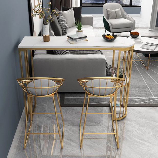 Glam Oval Bar Set Storage 1/2/3 Pieces Stone Counter Height Set in Gold Clearhalo 'Bar Furniture' 'furn' 'furn_home_bar_bar_sets' 'Furniture' 'Home Bars & Bar Sets' 'home_bar_bar_sets' 'Kitchen & Dining Furniture' 1200x1200_1c46f811-81a1-4d20-808c-963e86253dd1