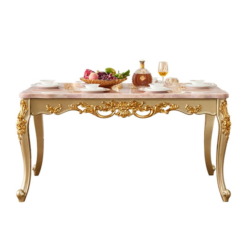 Rectangle 4 Legs Victorian Table Fixed Table with Marble Top Clearhalo 'Dining Tables & Seating' 'Dining Tables' 'dining_table' 'furn' 'furn_dining_table' 'Furniture' 'Kitchen & Dining Furniture' 1200x1200_1c46fb9e-3e20-4174-905f-1d16903fdc0d