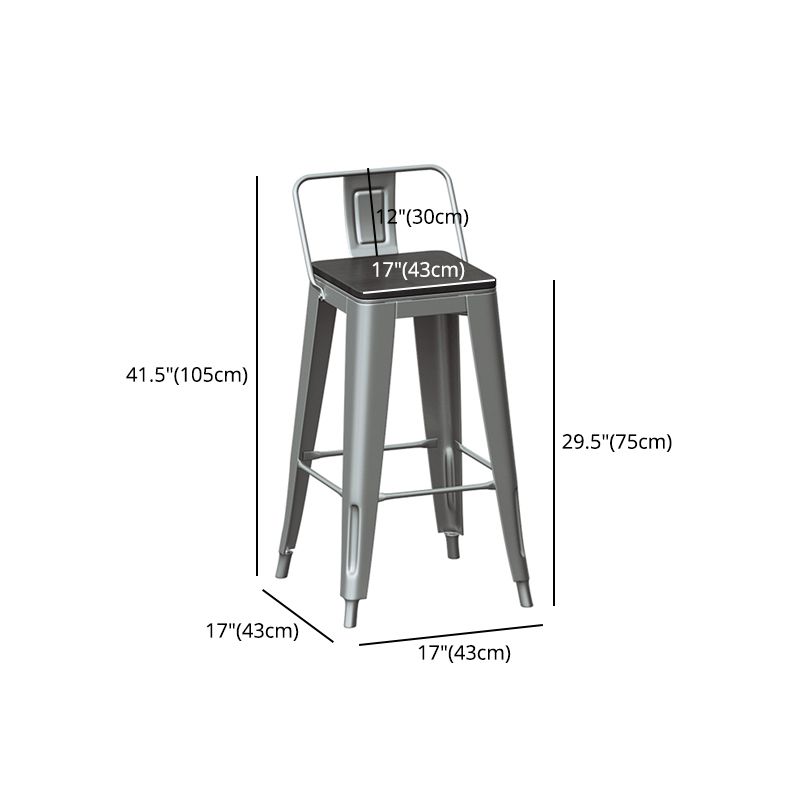 Silver Iron Bar Stool Industrial Style Low Back Counter Stool with Square Seat Clearhalo 'Bar Furniture' 'Bar Stools' 'bar_stools' 'furniture_bar_stools' 'Kitchen & Dining Furniture' 'kitchen&dining_furn' 'kitchen' 'kitchen_furn' Furniture' 1200x1200_1c476bf1-b672-44ac-8334-91b20fd4a5c2