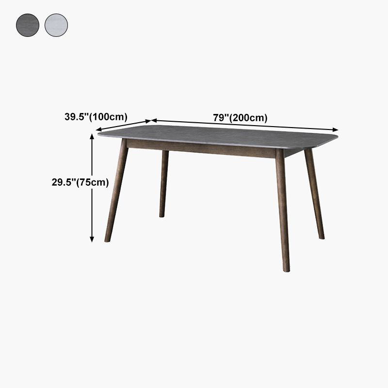 Stone Top Dining Table Mid-Century Modern Dining Table with 4 Brown Legs Clearhalo 'Dining Tables & Seating' 'Dining Tables' 'dining_table' 'Furniture' 'furniture_dining_table' 'Kitchen & Dining Furniture' 'kitchen' 'kitchen_dining_table' 1200x1200_1c48f307-6dd9-4aa8-8a62-2b47e81a8205